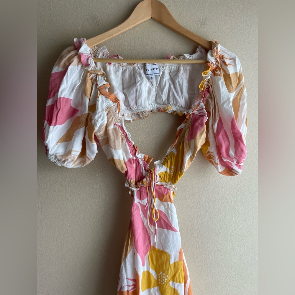 Sabo Skirt Dress Back Open Orange Pink White Small - Picture 2 of 7